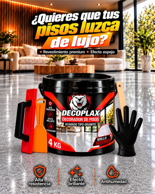KIT DECORADOR DE PISOS DIAMANTE PREMIUM + PALETA MEZCLADORA + LLANA + ESPATULA + GUANTES F1