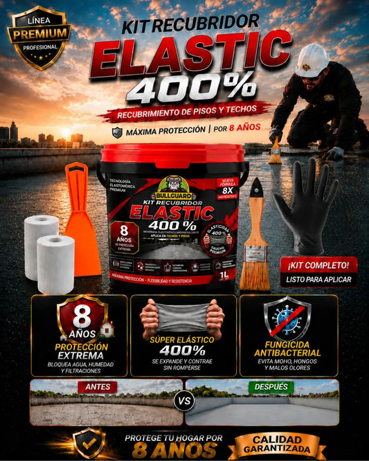 KIT RECUBRIDOR ELASTIC 400 + BROCHA + 2 MALLAS + ESPATULA + GUANTES F1